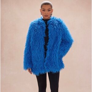 Fashion Nova Vibrant Blue Teddy Jacket